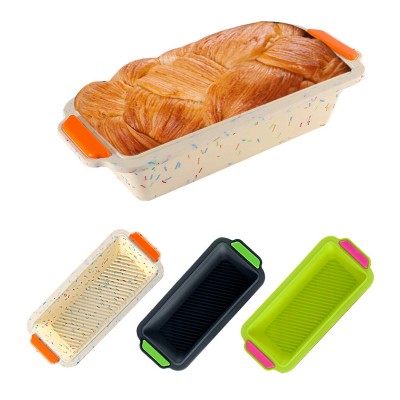 Yiwu Bobao factory supply new design rectangular colorful food grade silicone house kitchen diy cake molds bread toast plates