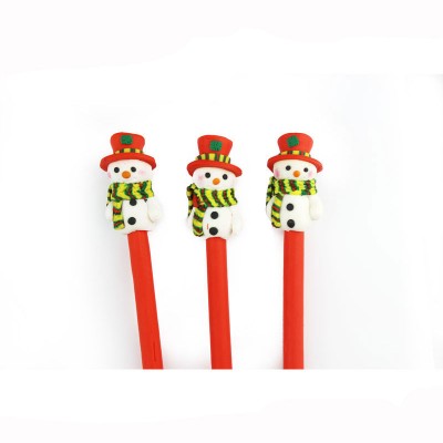 Popular new clay crafts yiwu beautiful snowman shape clay pen students gift polymer clay pen