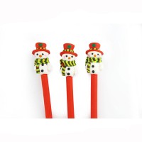 Popular new clay crafts yiwu beautiful snowman shape clay pen students gift polymer clay pen